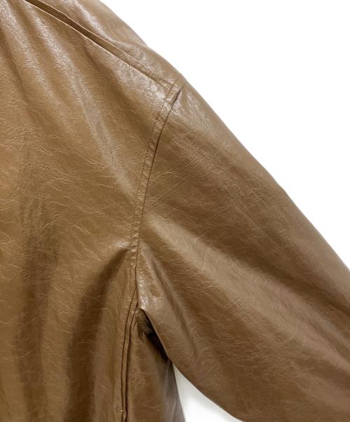 Ameri（アメリ）Ameri (アメリ) PASTING LIKE SYNTHETIC LEATHER JACKET/ペイスティング　ライク　シンセティック・レザー・ジャケット ブラウン サイズ:Mの古着・服飾アイテム