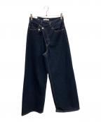 moussyマウジー）の古着「CROSS WAIST WIDE STRAIGHT」｜インディゴ