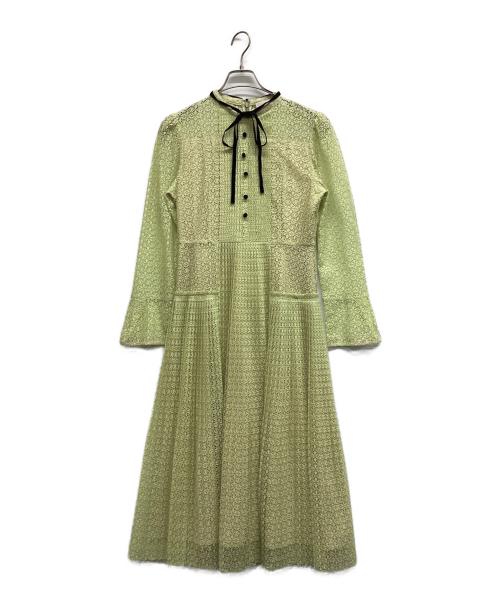 CELFORD（セルフォード）CELFORD (セルフォード) ボウタイレースワンピース ライム サイズ:38の古着・服飾アイテム