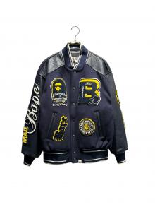 A BATHING APE（ア ベイシング エイプ）の古着「BAPE Patch Varsity Jacket/ジャケット/001HJJ801058I」｜ネイビー