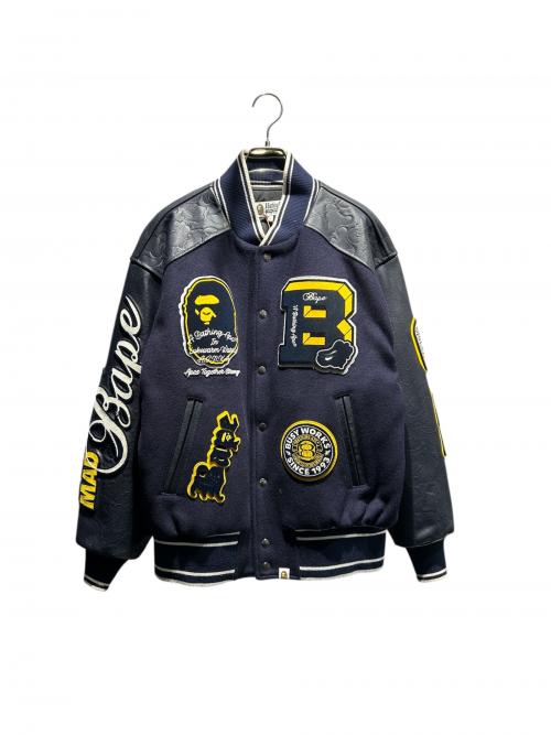 A BATHING APE（ア ベイシング エイプ）A BATHING APE (ア ベイシング エイプ) BAPE Patch Varsity Jacket/ジャケット/001HJJ801058I ネイビー サイズ:Sの古着・服飾アイテム