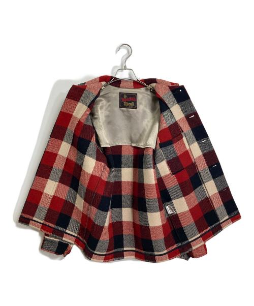 TENDERLOIN（テンダーロイン）TENDERLOIN (テンダーロイン) バッファローチェック ウールジャケット レッド×アイボリー サイズ:Sの古着・服飾アイテム