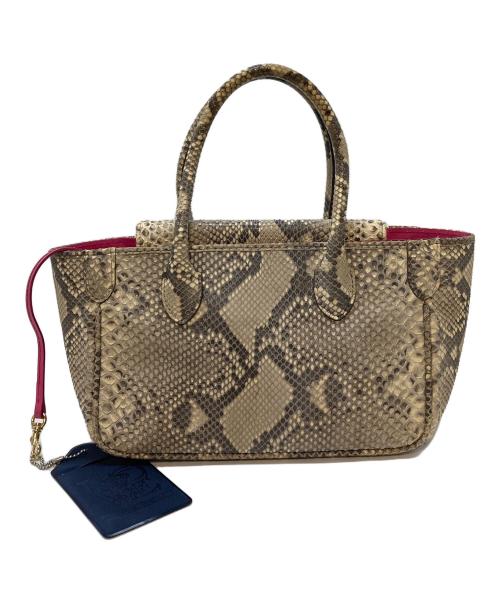 A.D.M.J.（エーディーエムジェイ）A.D.M.J. (エーディーエムジェイ) パイソンハンドバッグ　 アイボリー×ピンク サイズ:実寸参照の古着・服飾アイテム