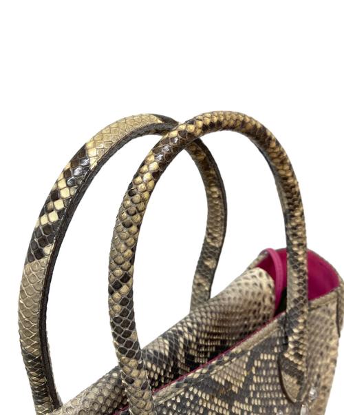 A.D.M.J.（エーディーエムジェイ）A.D.M.J. (エーディーエムジェイ) パイソンハンドバッグ　 アイボリー×ピンク サイズ:実寸参照の古着・服飾アイテム