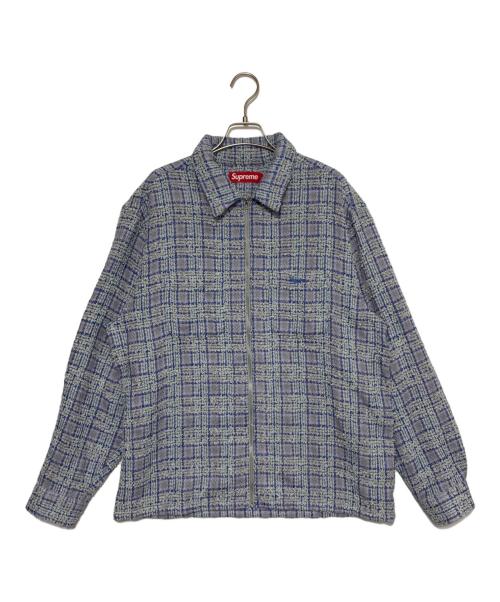 SUPREME（シュプリーム）SUPREME (シュプリーム) Boucle Zip Up Shirt ブルー サイズ:Lの古着・服飾アイテム