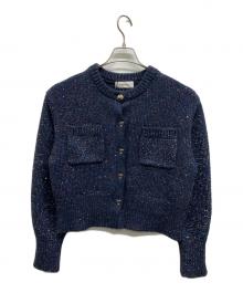 ARPEGE STORY（アルページュストーリー）の古着「スパンコールニットジャケット」｜ネイビー
