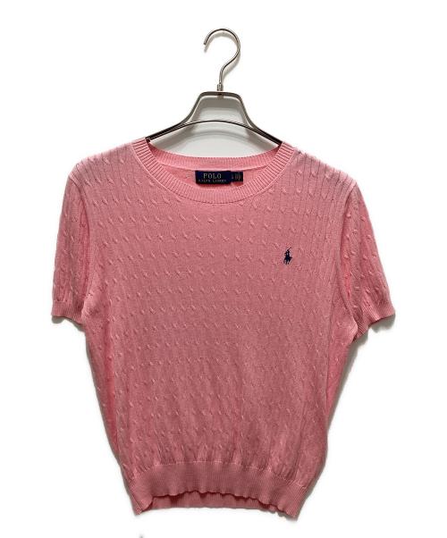 POLO RALPH LAUREN（ポロ・ラルフローレン）POLO RALPH LAUREN (ポロ・ラルフローレン) ケーブルニット ピンク サイズ:ｌの古着・服飾アイテム