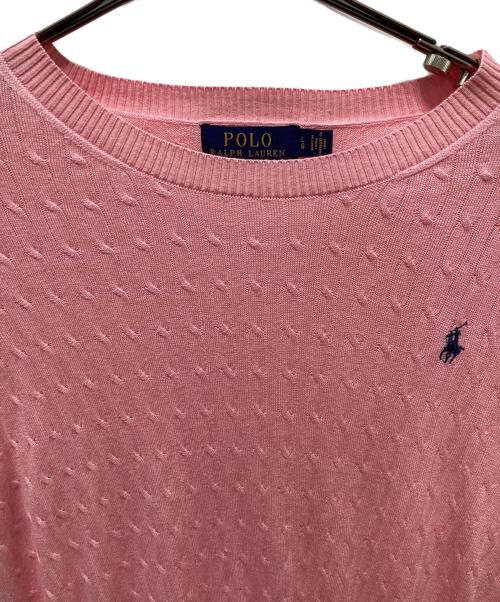 POLO RALPH LAUREN（ポロ・ラルフローレン）POLO RALPH LAUREN (ポロ・ラルフローレン) ケーブルニット ピンク サイズ:ｌの古着・服飾アイテム