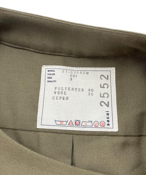 sacai（サカイ）sacai (サカイ) ウール混 オーバーサイズシャツ　21SS　21-02552Ｍ オリーブ サイズ:3の古着・服飾アイテム