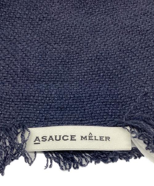 ASAUCE MELER（アソースメレ）ASAUCE MELER (アソースメレ) 大判ストール ネイビーの古着・服飾アイテム