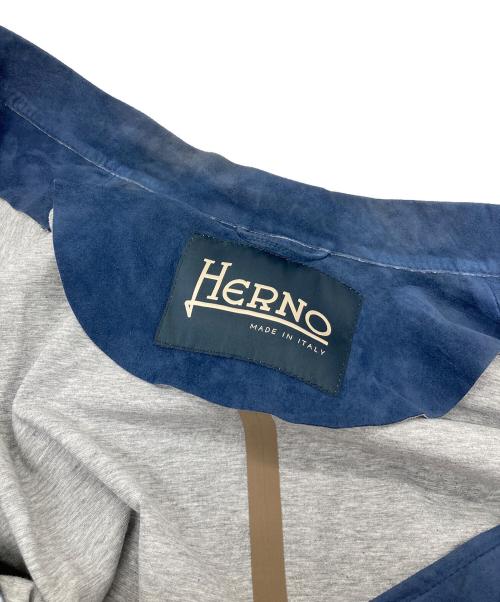 HERNO（ヘルノ）HERNO (ヘルノ) ボンディングゴートスエードジップアップブルゾン　レザージャケット　アウター　イタリア製　ヤギ革 ネイビー サイズ:50の古着・服飾アイテム