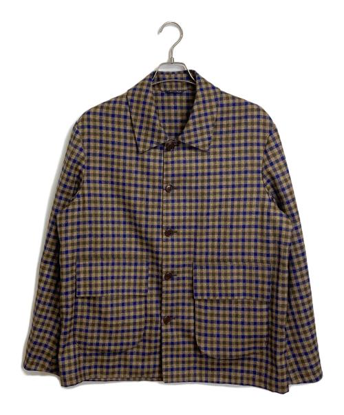 gabo NAPOLI（ガボナポリ）Gabo Napoli (ガボナポリ) ウールチェックジャケット　シャツジャケット　 ブラウン×ブルー サイズ:50の古着・服飾アイテム