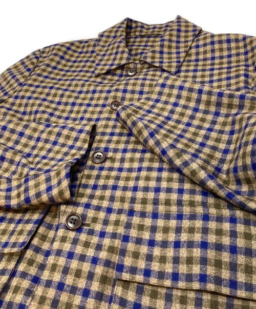 gabo NAPOLI（ガボナポリ）Gabo Napoli (ガボナポリ) ウールチェックジャケット　シャツジャケット　 ブラウン×ブルー サイズ:50の古着・服飾アイテム