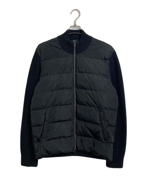 HERNO（ヘルノ）HERNO (ヘルノ) ポリエステル×5ゲージウールハイブリッドダウンニットブルゾン ブラック サイズ:52の古着・服飾アイテム