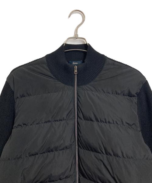 HERNO（ヘルノ）HERNO (ヘルノ) ポリエステル×5ゲージウールハイブリッドダウンニットブルゾン ブラック サイズ:52の古着・服飾アイテム
