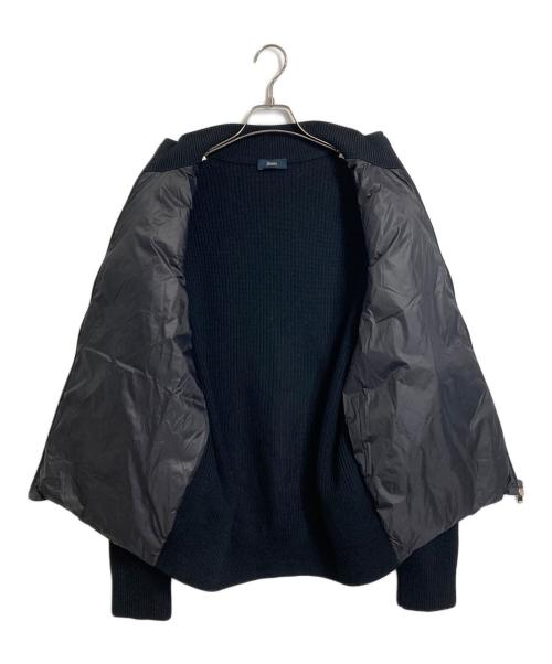 HERNO（ヘルノ）HERNO (ヘルノ) ポリエステル×5ゲージウールハイブリッドダウンニットブルゾン ブラック サイズ:52の古着・服飾アイテム