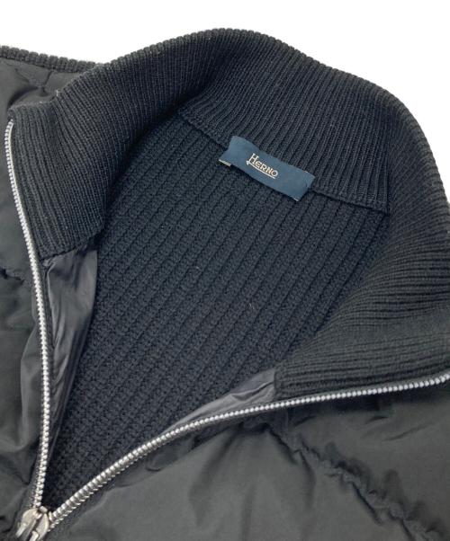 HERNO（ヘルノ）HERNO (ヘルノ) ポリエステル×5ゲージウールハイブリッドダウンニットブルゾン ブラック サイズ:52の古着・服飾アイテム