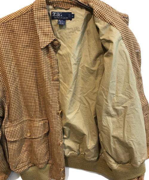 POLO RALPH LAUREN（ポロ・ラルフローレン）POLO RALPH LAUREN (ポロ・ラルフローレン) リネンコットン/千鳥柄ブルゾン ベージュ サイズ:Ｌの古着・服飾アイテム