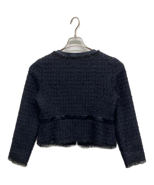 M-premierBLACK（エムプルミエブラック）M-premierBLACK (エムプルミエブラック) ノーカラーツイードジャケット ネイビー サイズ:38の古着・服飾アイテム