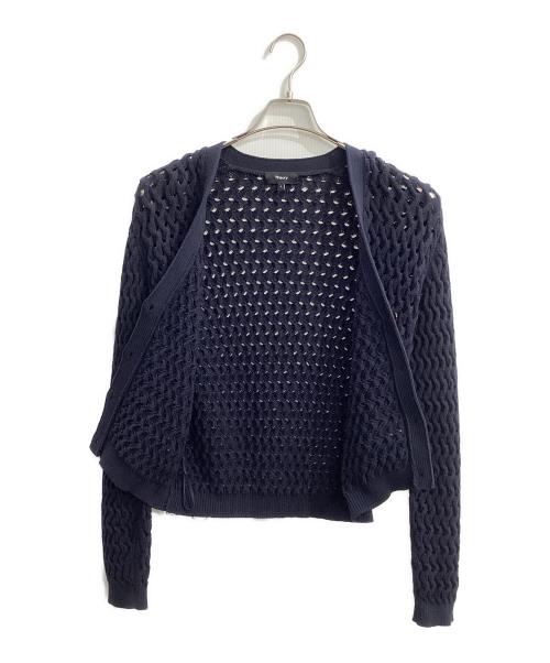 theory（セオリー）theory (セオリー) Rounded Cotton Cable Cardigan ネイビー サイズ:Sの古着・服飾アイテム