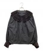rosy monsterロージーモンスター）の古着「ドットチュールフリルブラウス」｜ブラック