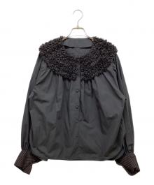 rosy monster（ロージーモンスター）の古着「ドットチュールフリルブラウス」｜ブラック