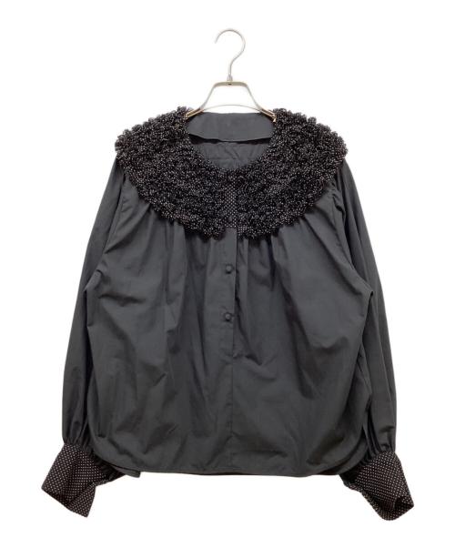 rosy monster（ロージーモンスター）rosy monster (ロージーモンスター) ドットチュールフリルブラウス ブラック サイズ:Freeの古着・服飾アイテム