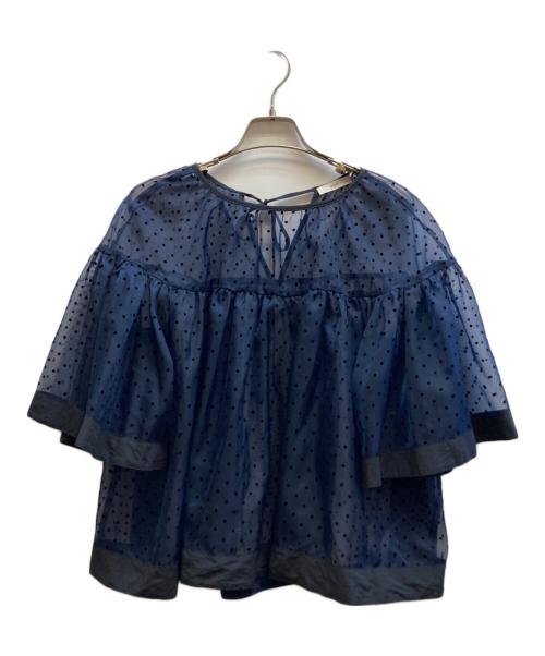 YORI（ヨリ）yori (ヨリ) ドットオーガンジーブラウス/YR1921-014SP ネイビー サイズ:Fの古着・服飾アイテム