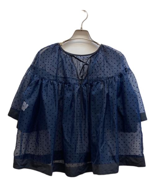 YORI（ヨリ）yori (ヨリ) ドットオーガンジーブラウス/YR1921-014SP ネイビー サイズ:Fの古着・服飾アイテム