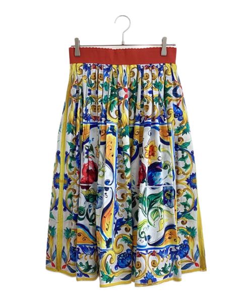 DOLCE & GABBANA（ドルチェ＆ガッバーナ）DOLCE & GABBANA (ドルチェ＆ガッバーナ) アートペイントギャザースカート マルチカラー サイズ:42の古着・服飾アイテム