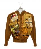 HERMESエルメス）の古着「スカーフ柄 ウールシルクカーディガン」｜ブラウン×イエロー