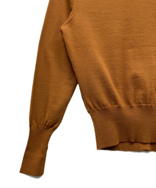 HERMES（エルメス）HERMES (エルメス) スカーフ柄 ウールシルクカーディガン ブラウン×イエロー サイズ:38の古着・服飾アイテム