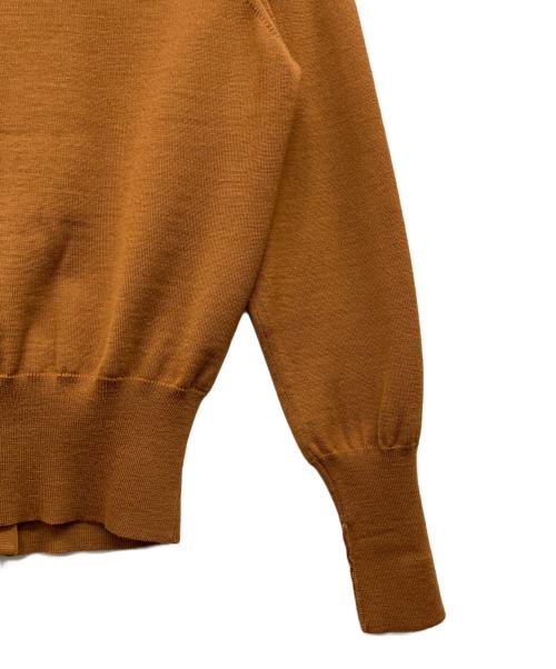 HERMES（エルメス）HERMES (エルメス) スカーフ柄 ウールシルクカーディガン ブラウン×イエロー サイズ:38の古着・服飾アイテム