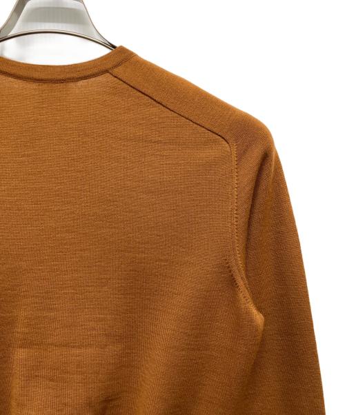 HERMES（エルメス）HERMES (エルメス) スカーフ柄 ウールシルクカーディガン ブラウン×イエロー サイズ:38の古着・服飾アイテム