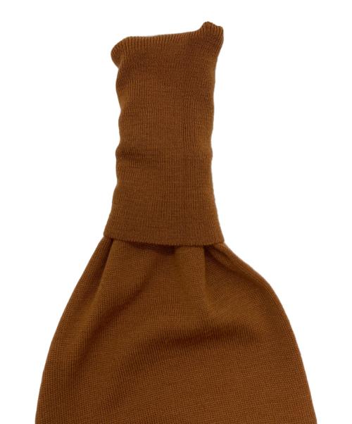 HERMES（エルメス）HERMES (エルメス) スカーフ柄 ウールシルクカーディガン ブラウン×イエロー サイズ:38の古着・服飾アイテム