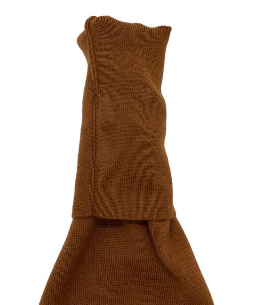 HERMES（エルメス）HERMES (エルメス) スカーフ柄 ウールシルクカーディガン ブラウン×イエロー サイズ:38の古着・服飾アイテム