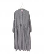 BEARDSLEYビアズリー）の古着「先染めギャザーワンピース」｜グレー