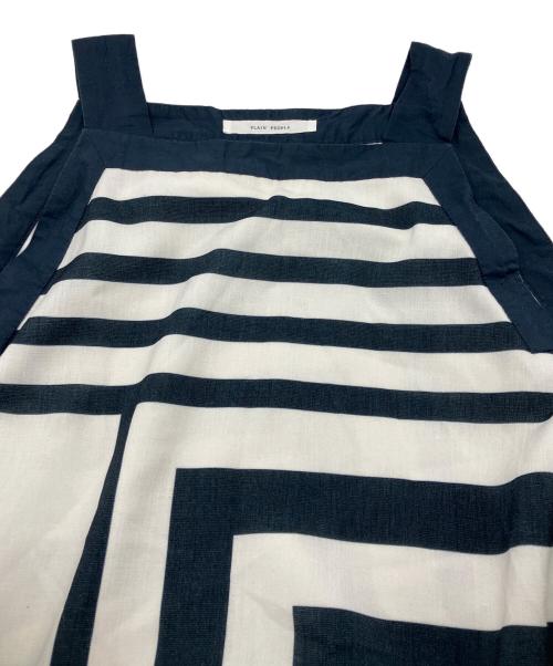 PLAIN PEOPLE（プレインピープル）PLAIN PEOPLE (プレインピープル) ストライプパネルプリントワンピース ネイビー サイズ:3の古着・服飾アイテム