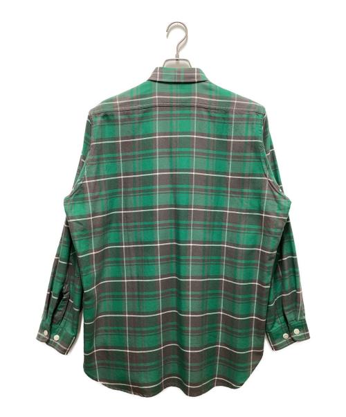 Unlikely（アンライクリー）Unlikely (アンライクリー) Elbow Patch Flannel Work Shirts グリーン×グレー サイズ:Mの古着・服飾アイテム