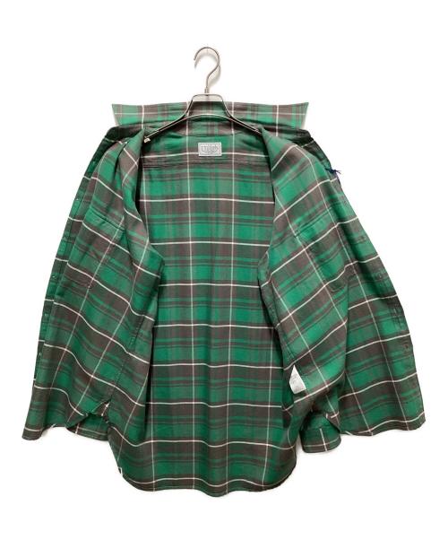 Unlikely（アンライクリー）Unlikely (アンライクリー) Elbow Patch Flannel Work Shirts グリーン×グレー サイズ:Mの古着・服飾アイテム