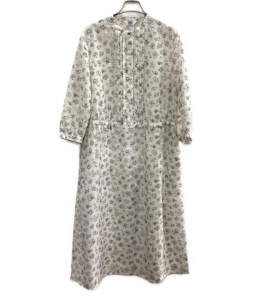 J.PRESS（ジェイプレス）J.PRESS (ジェイプレス) ラインフラワープリントワンピース ホワイト サイズ:T13の古着・服飾アイテム