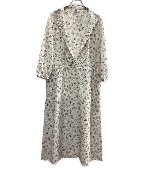 J.PRESS（ジェイプレス）J.PRESS (ジェイプレス) ラインフラワープリントワンピース ホワイト サイズ:T13の古着・服飾アイテム