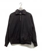 A.PRESSEアプレッセ）の古着「Vintage Half Zip Sweatshirt　ヴィンテージハーフジップスウェットシャツ」｜ブラック
