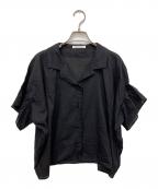 house of lotusハウスオブロータス）の古着「カディコットンキャンディスリーブフリルブラウス」｜ブラック