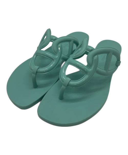 HERMES（エルメス）HERMES (エルメス) シェーヌダンクル エジェリラバーサンダル グリーン サイズ:37の古着・服飾アイテム