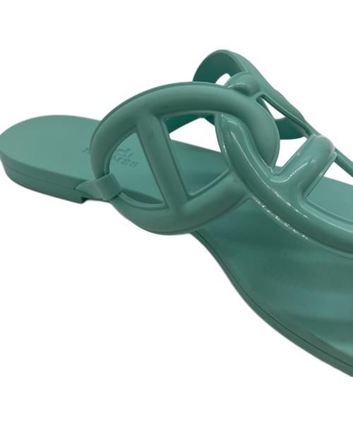 HERMES（エルメス）HERMES (エルメス) シェーヌダンクル エジェリラバーサンダル グリーン サイズ:37の古着・服飾アイテム