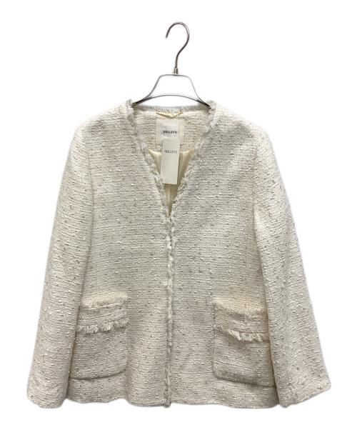 NOLLEY'S（ノーリーズ）NOLLEY'S (ノーリーズ) BISHU JAPAN コットンフラッグツィードVネックジャケット アイボリー サイズ:38 未使用品の古着・服飾アイテム
