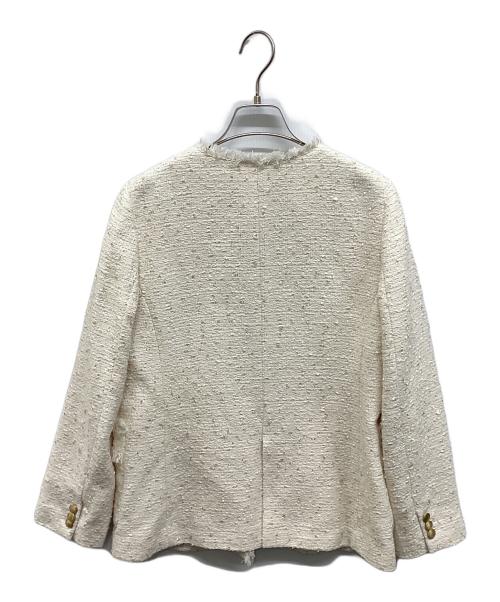 NOLLEY'S（ノーリーズ）NOLLEY'S (ノーリーズ) BISHU JAPAN コットンフラッグツィードVネックジャケット アイボリー サイズ:38 未使用品の古着・服飾アイテム