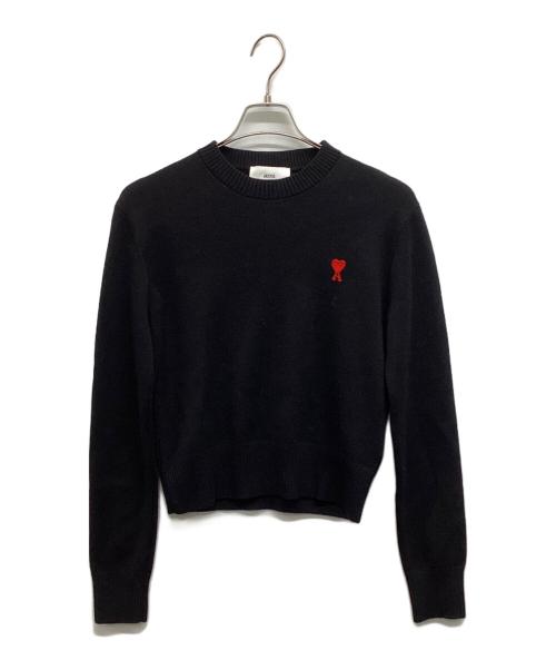 AMI Alexandre Mattiussi（アミアレクサンドルマテュッシ）AMI Alexandre Mattiussi (アミアレクサンドルマテュッシ) ハートロゴクルーネックニット ブラック サイズ:Freeの古着・服飾アイテム