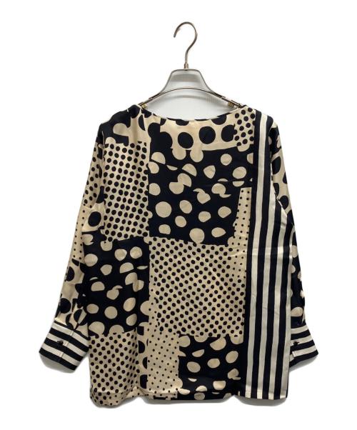 MaxMara（マックスマーラ）MaxMara (マックスマーラ) ドット柄シルクブラウス ベージュ サイズ:40の古着・服飾アイテム